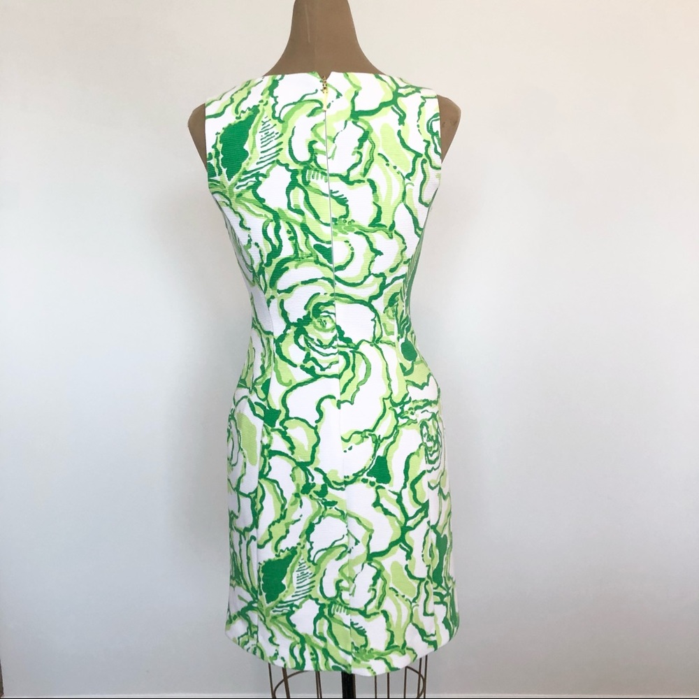 {Lilly Pulitzer} Green Floral Shift Dress - Picture 3 of 4